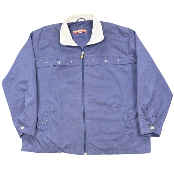 Tudor Court by Haband Jackets & Blazers - Vintage Tudor Court Haband Blue Zip Jacket Floral Embroidery‎ XL